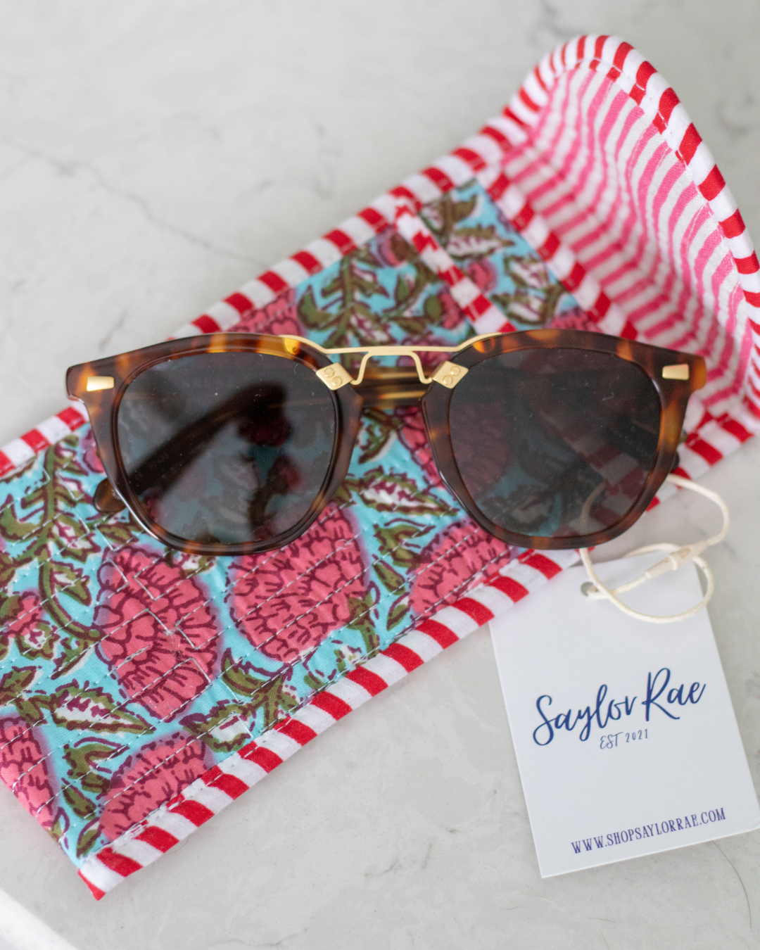 Quilted Saylor Rae Sunglass Cases - Blue and Pink Florals