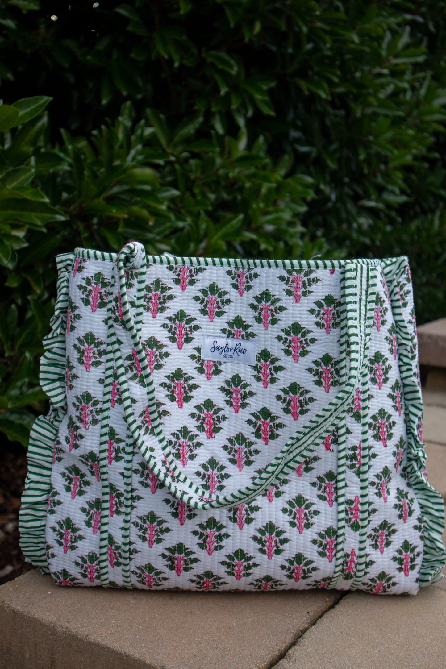 Blush & Rosemary Ruffle Tote Bag