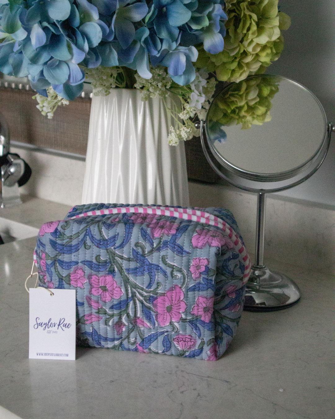 Quilted Saylor Rae Makeup Bag - Gray Fields