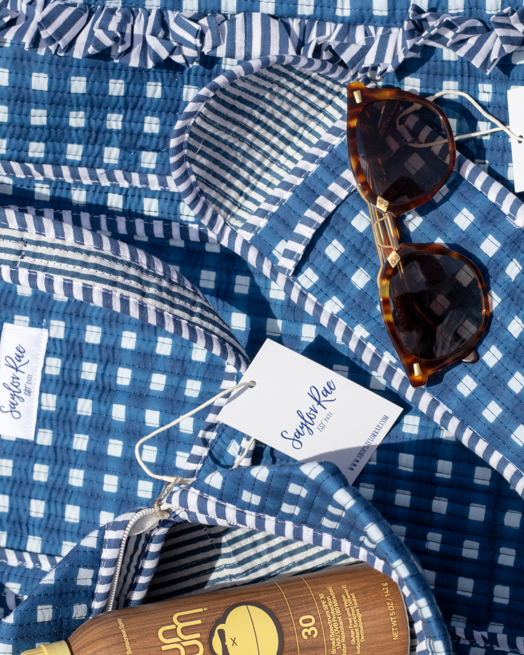 Quilted Saylor Rae Sunglass Cases - Blue Gingham