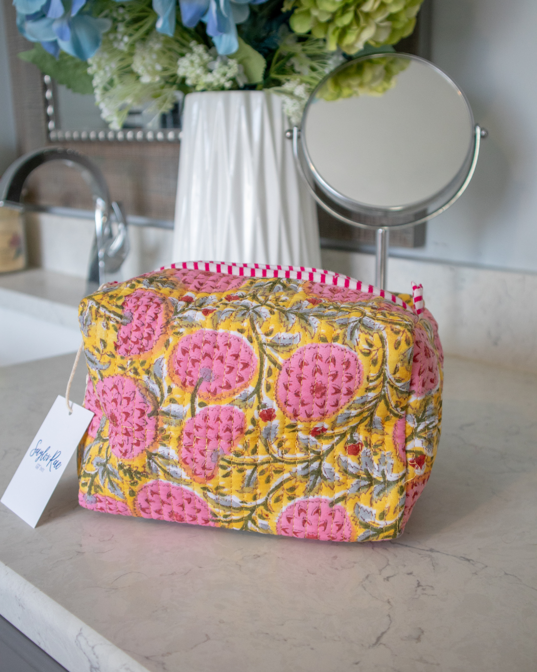 Quilted Saylor Rae Makeup Bag - Yellow Fields