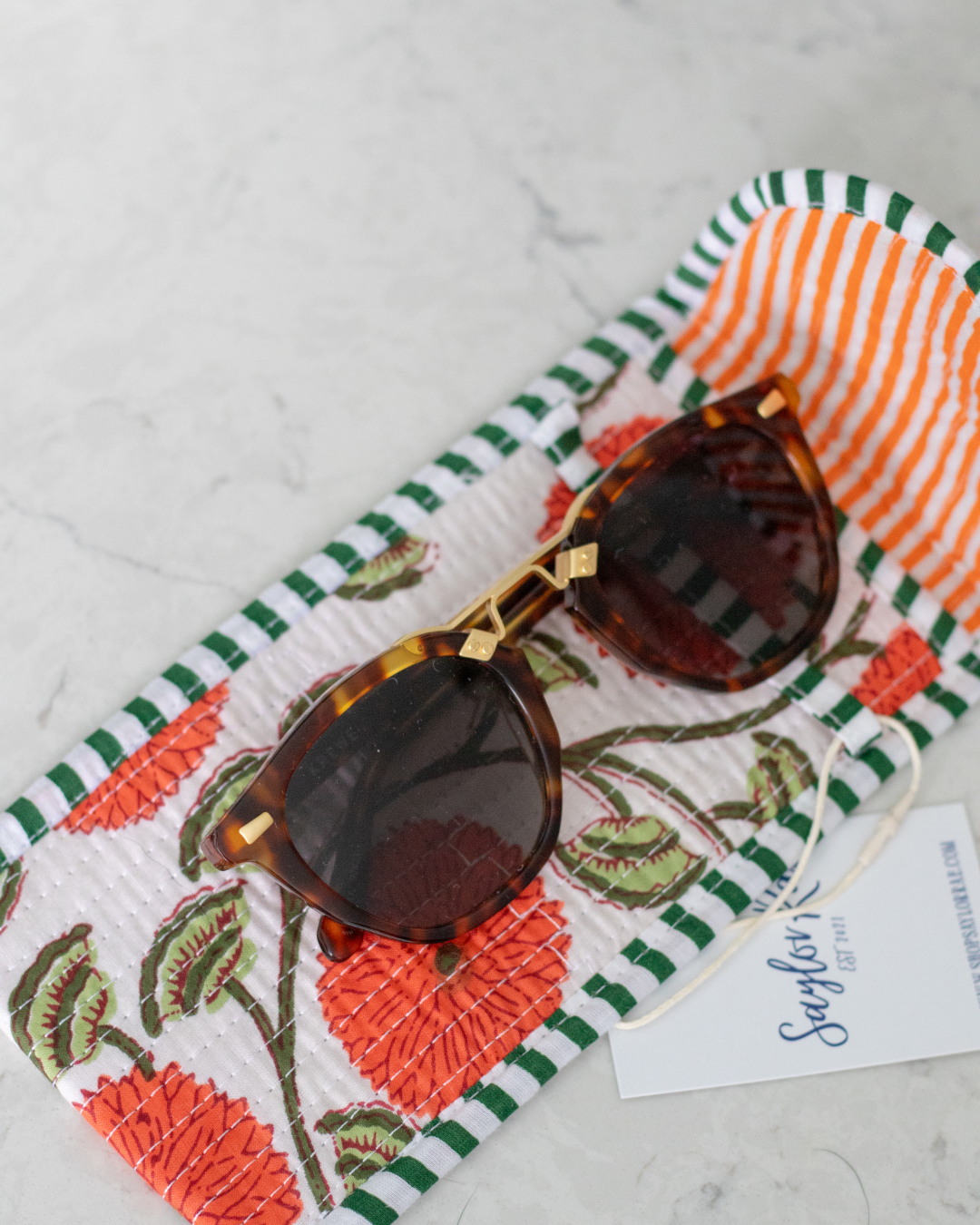 Quilted Saylor Rae Sunglass Cases - Orange Blooms