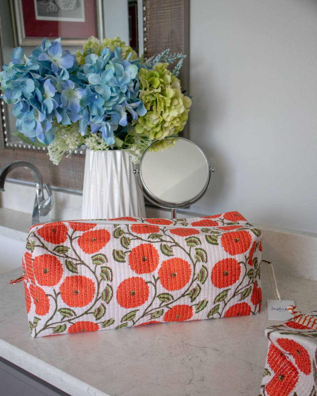 Quilted Saylor Rae Hair Tools Bag - Orange Blooms