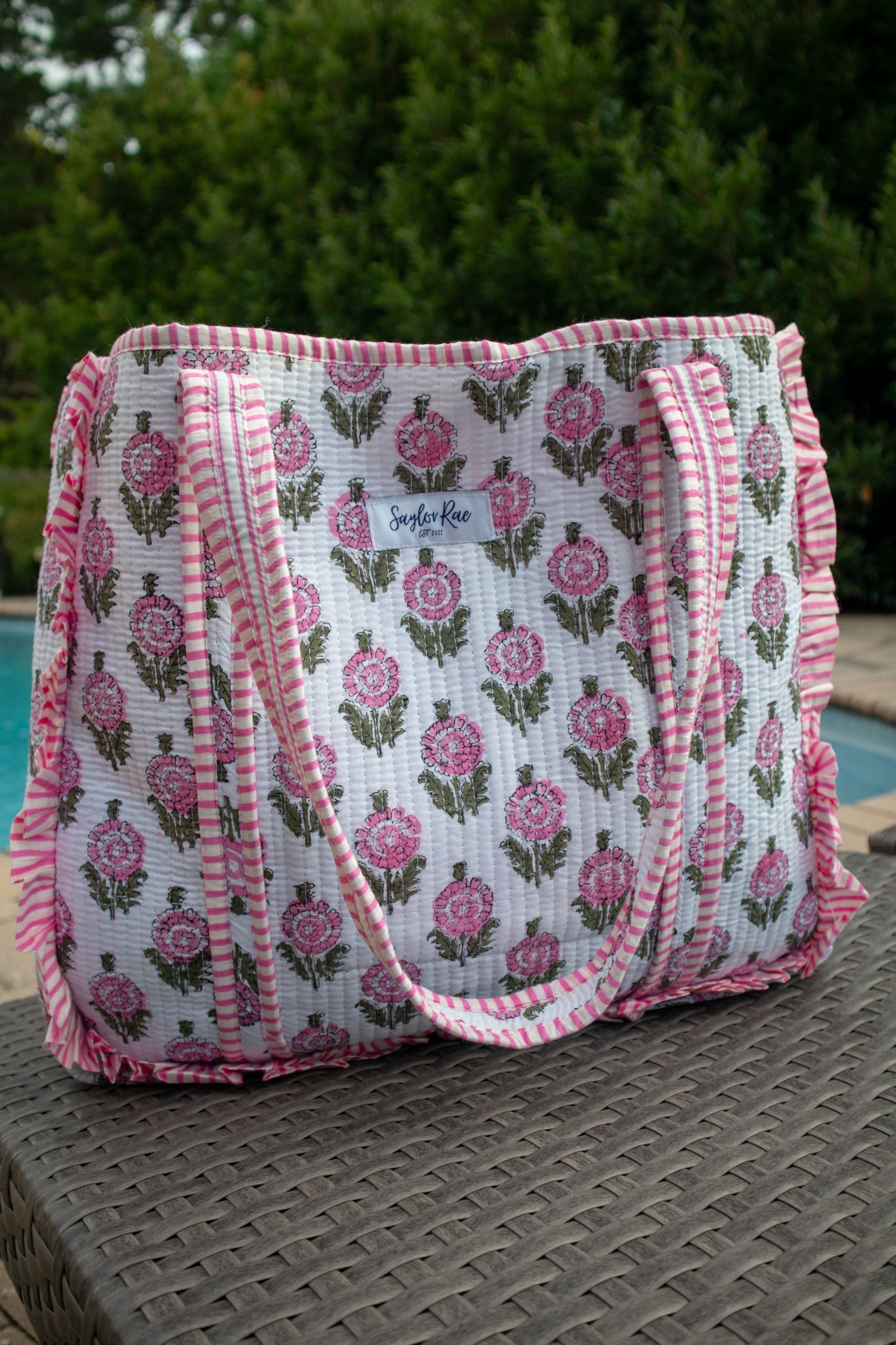Seaside Garden Ruffle Tote Bag