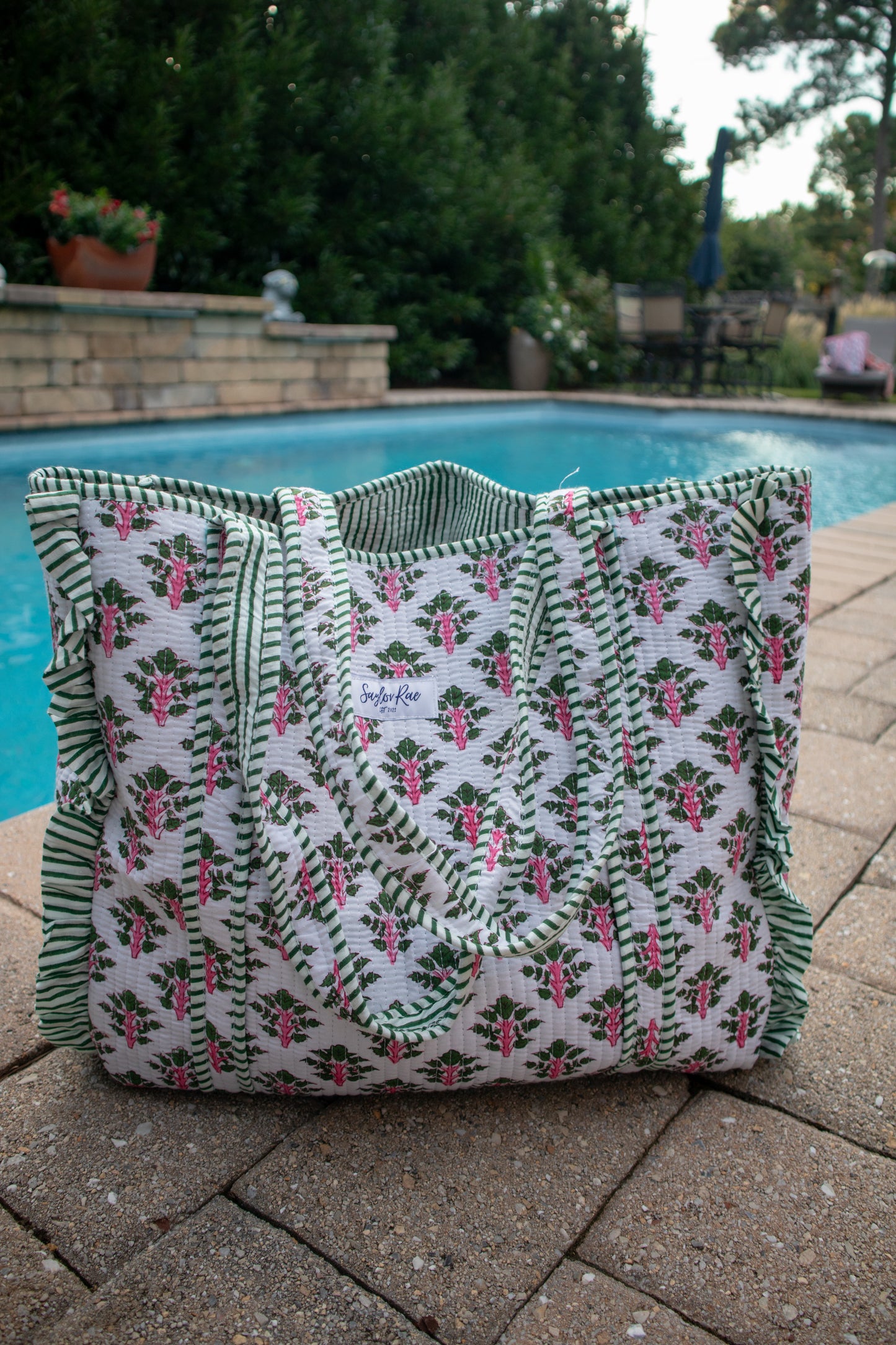 Blush & Rosemary Ruffle Tote Bag