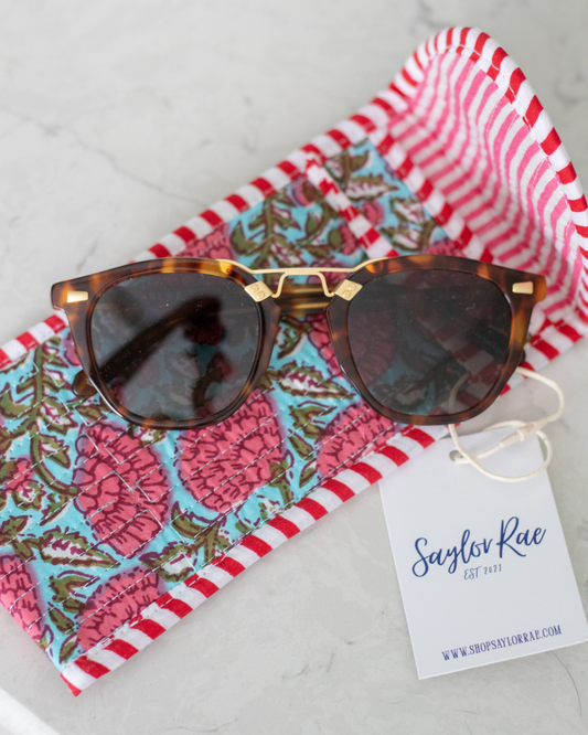 Quilted Saylor Rae Sunglass Cases - Blue and Pink Florals