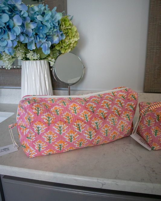 Quilted Saylor Rae Hair Tools Bag - Orange & Pink Floral