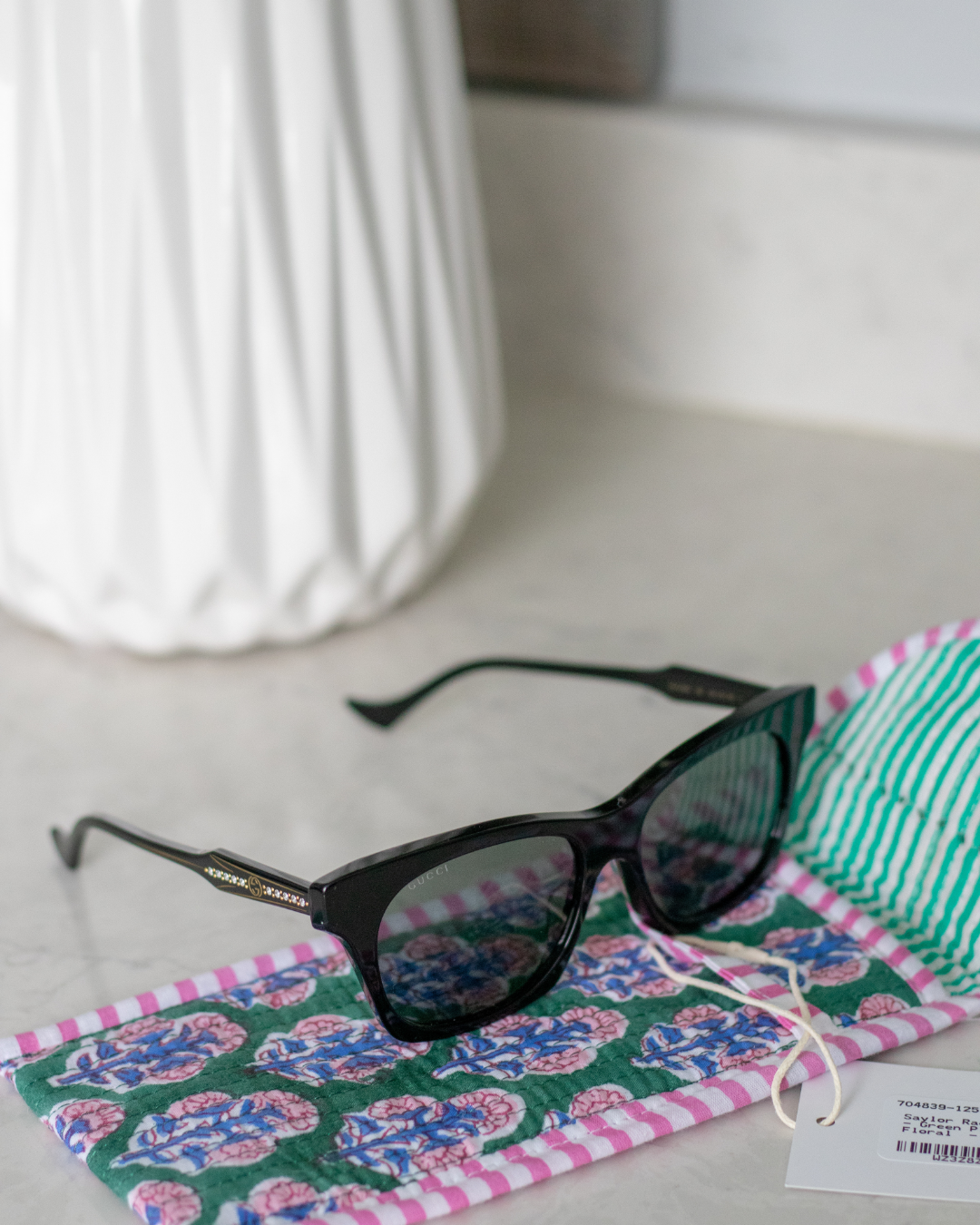 Quilted Saylor Rae Sunglass Cases - Green Pink & Blue Blockprint