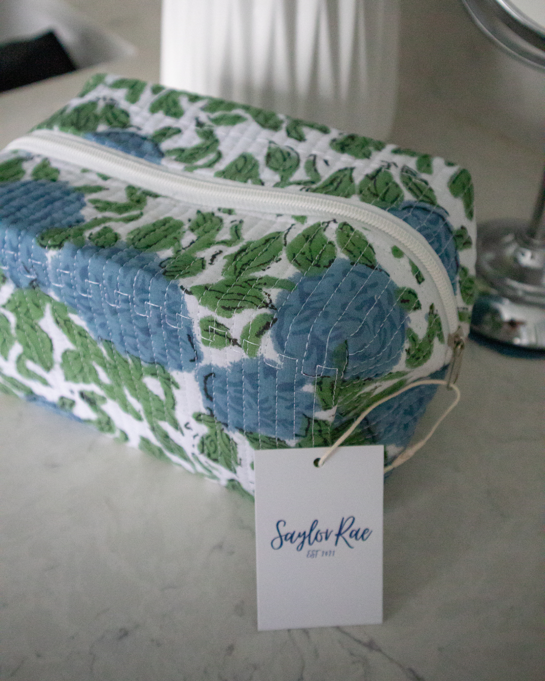 Quilted Saylor Rae Makeup Bag - Hydrangea Fields