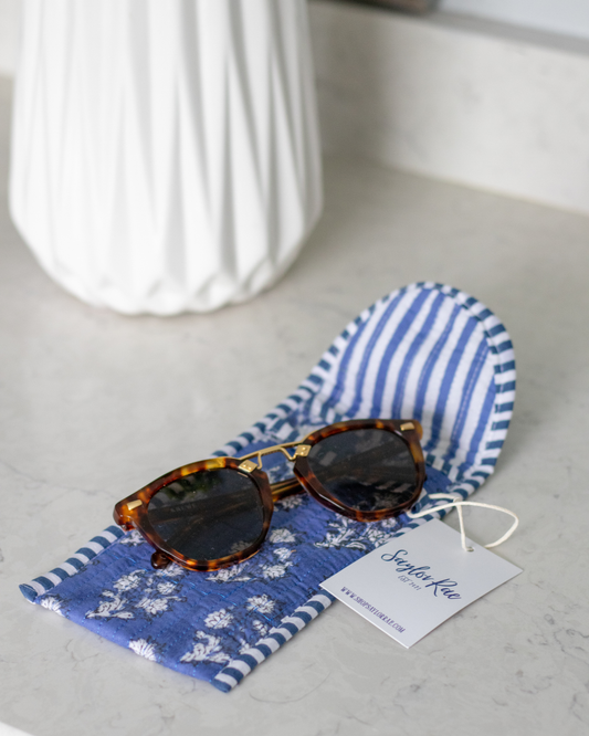 Quilted Saylor Rae Sunglass Cases - Navy Fields