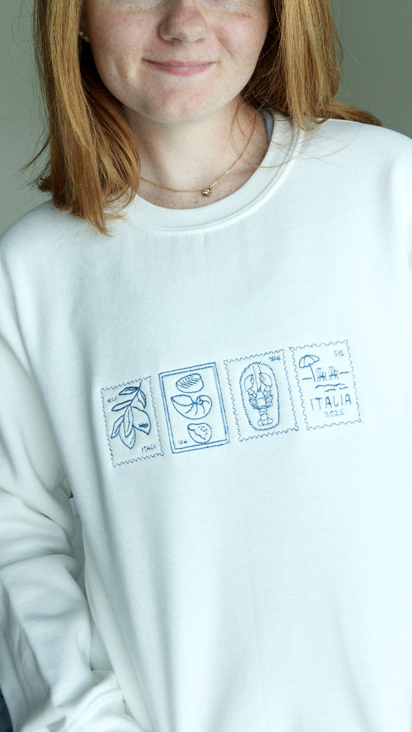 Italian Stamp Postcard Crewneck