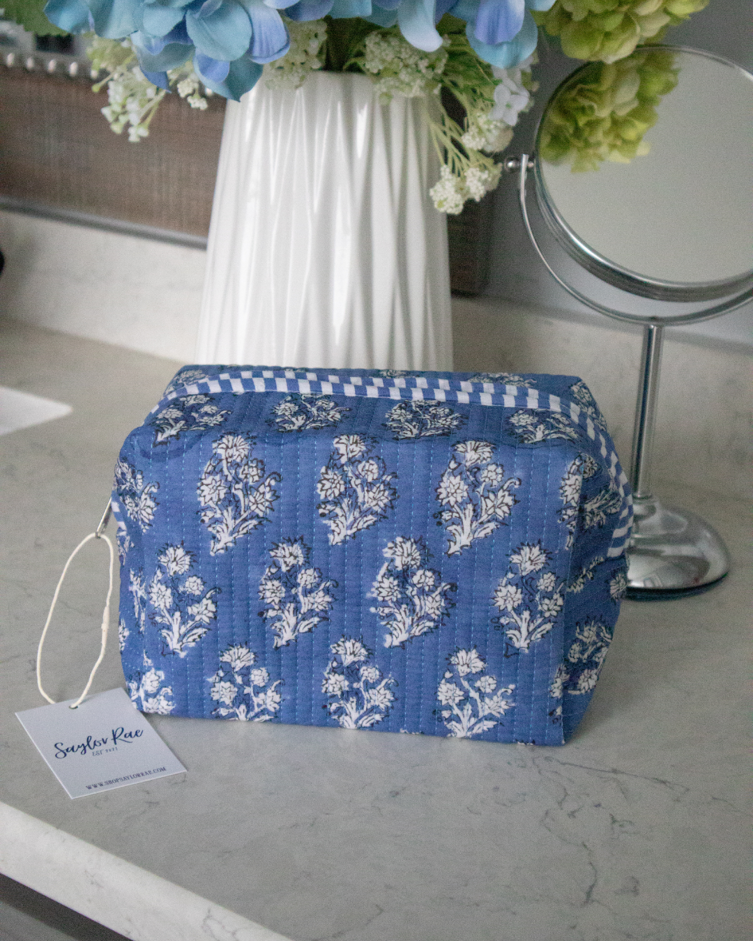 Quilted Saylor Rae Makeup Bag - Navy Fields