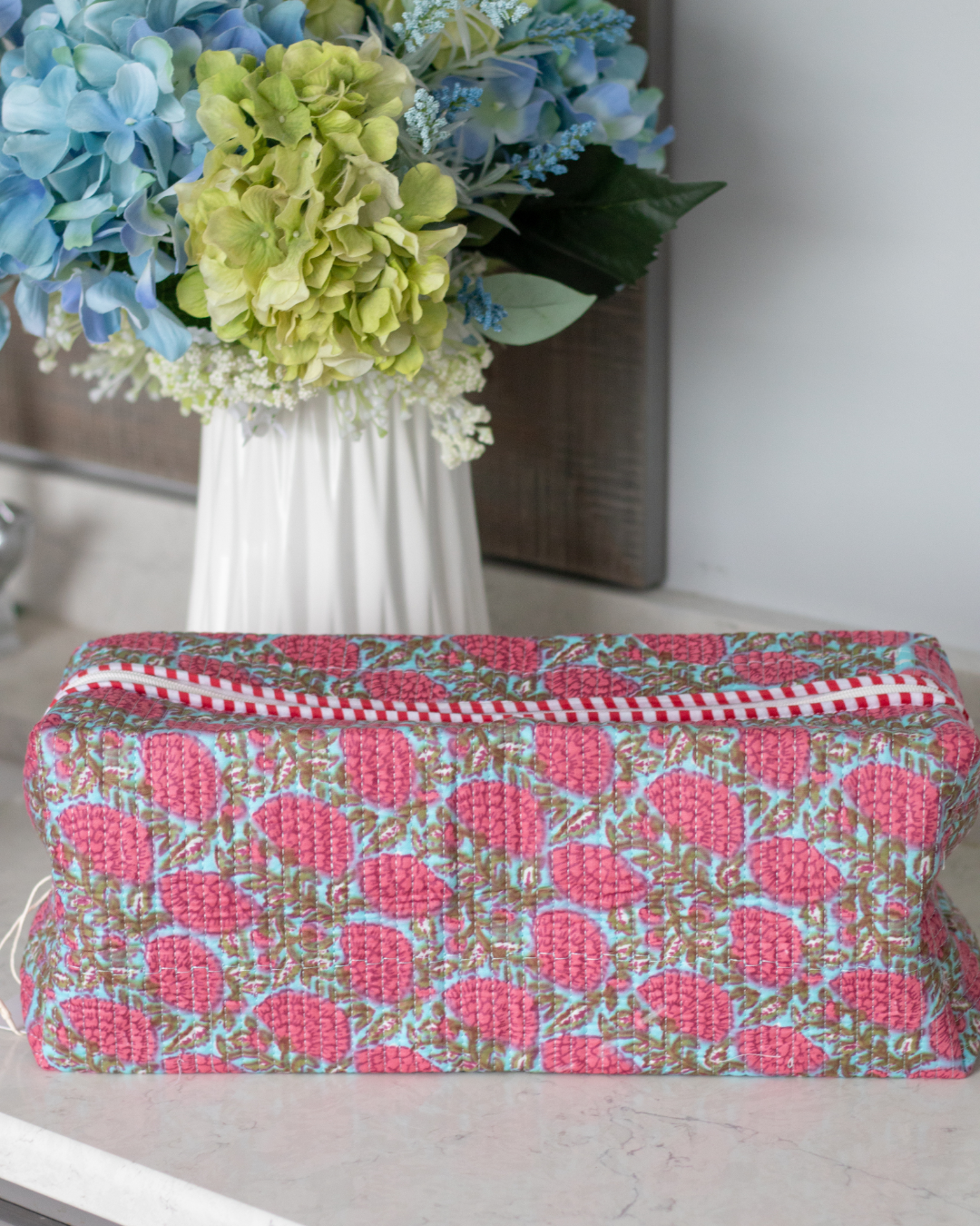 Quilted Saylor Rae Hair Tools Bag - Blue & Pink Floral Fields