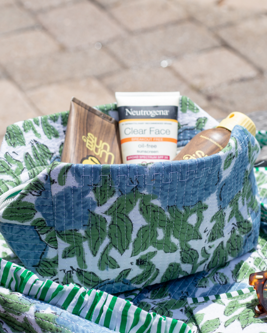 Quilted Saylor Rae Makeup Bag - Hydrangea Fields