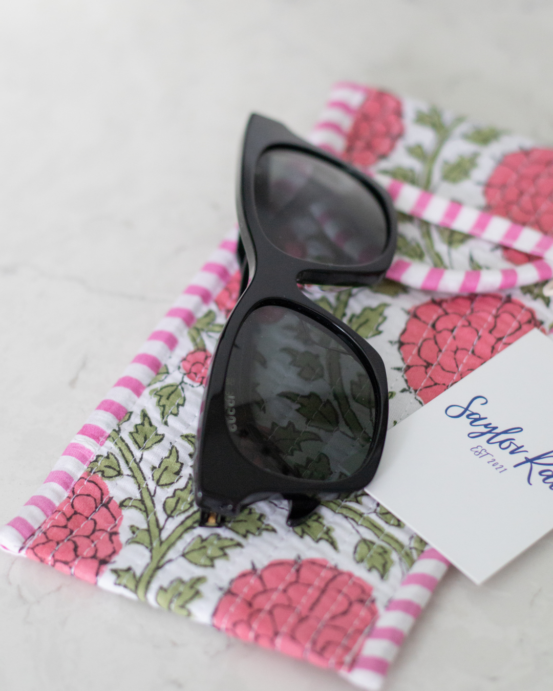 Quilted Saylor Rae Sunglass Cases - Pink & Green Florals