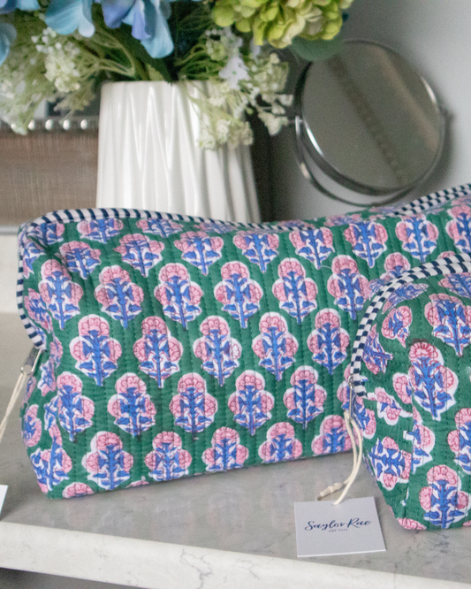 Quilted Saylor Rae Hair Tools Bag - Pink Green Blue
