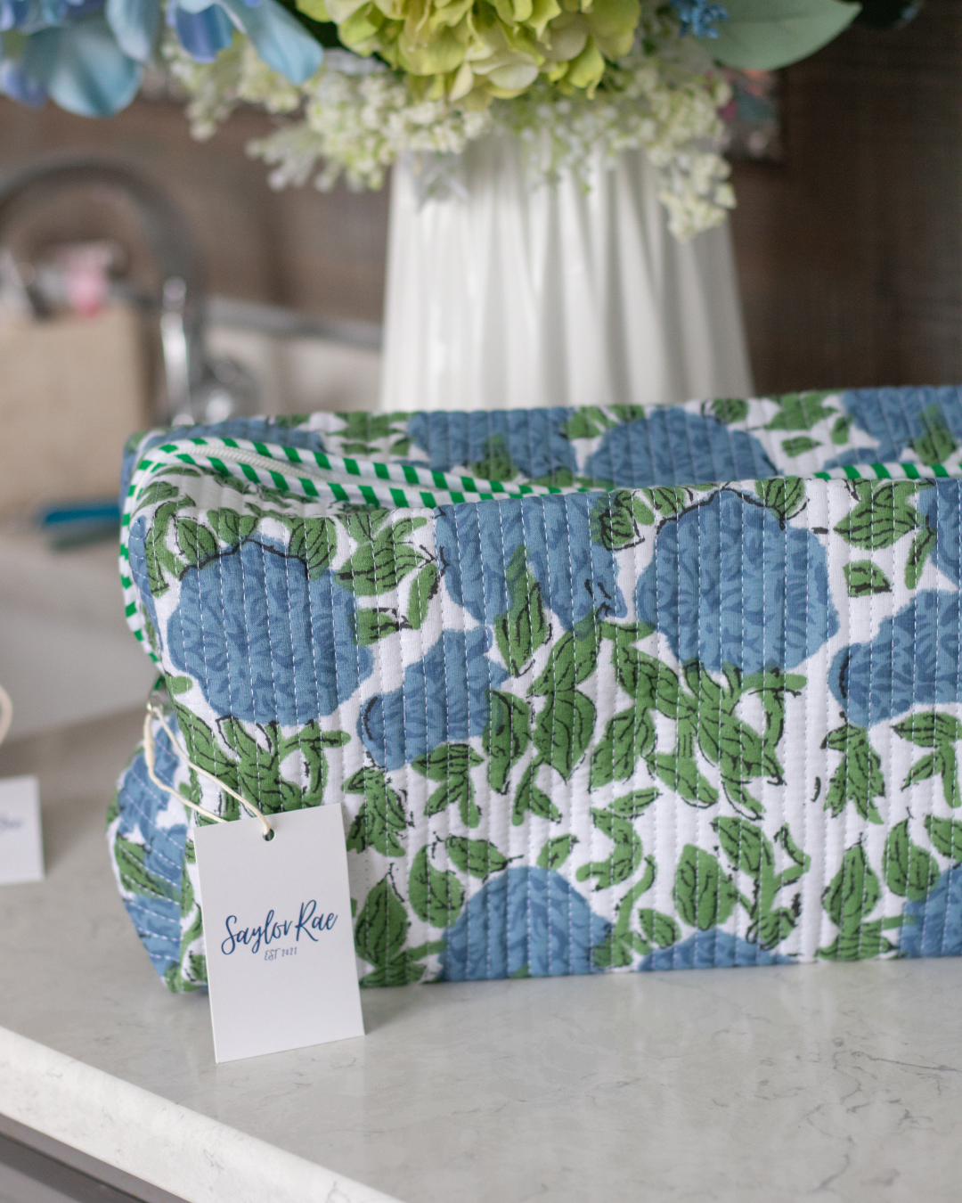 Quilted Saylor Rae Hair Tools Bag - Hydrangea Fields