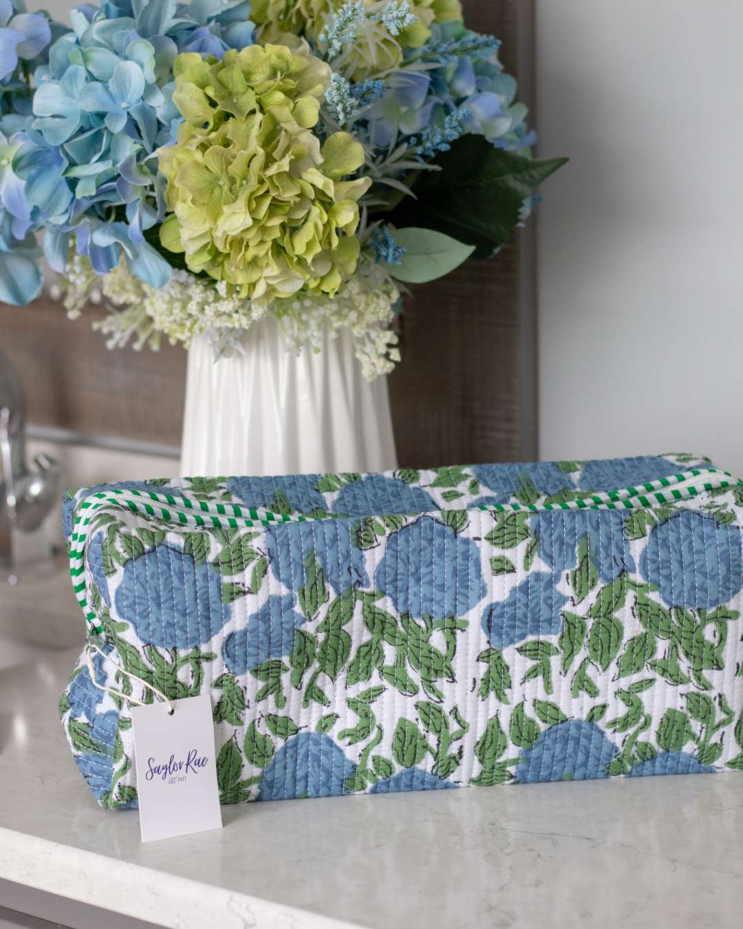 Quilted Saylor Rae Hair Tools Bag - Hydrangea Fields