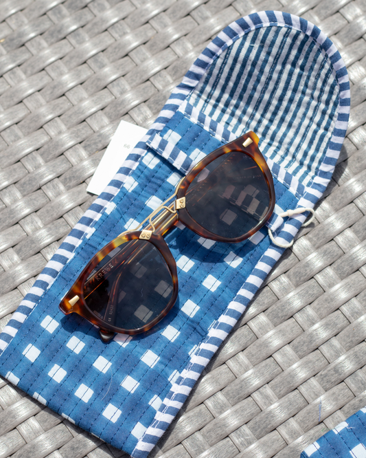 Quilted Saylor Rae Sunglass Cases - Blue Gingham