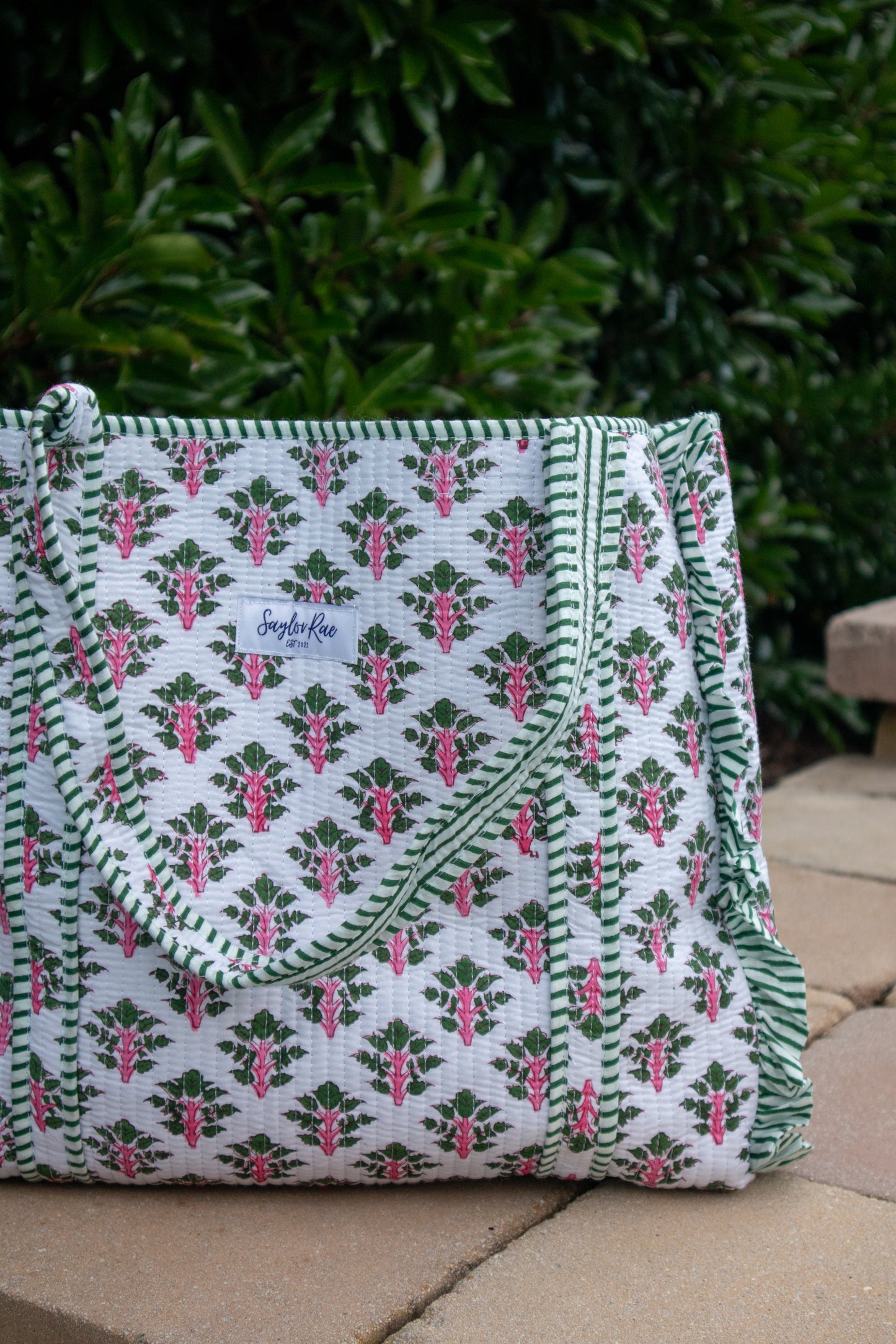 Blush & Rosemary Ruffle Tote Bag