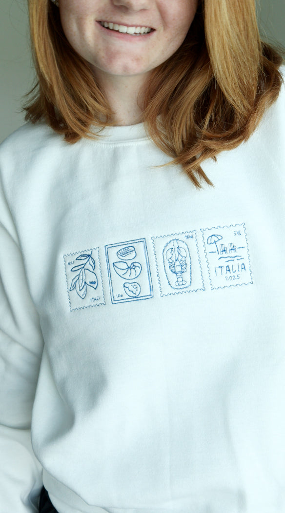 Italian Stamp Postcard Crewneck