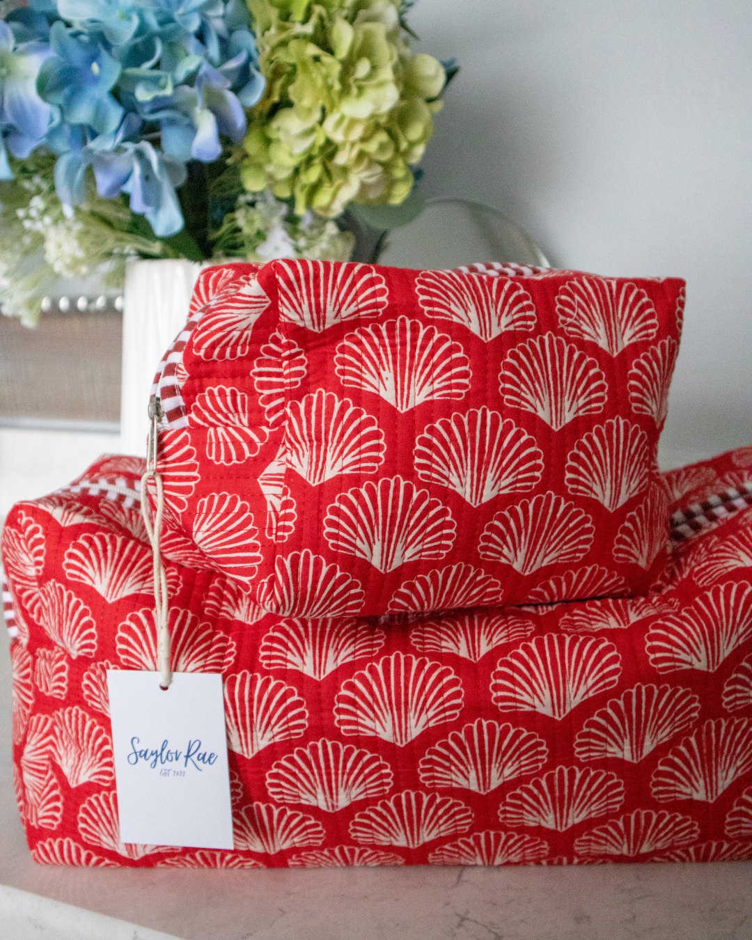 Quilted Saylor Rae Makeup Bag - Red Shell
