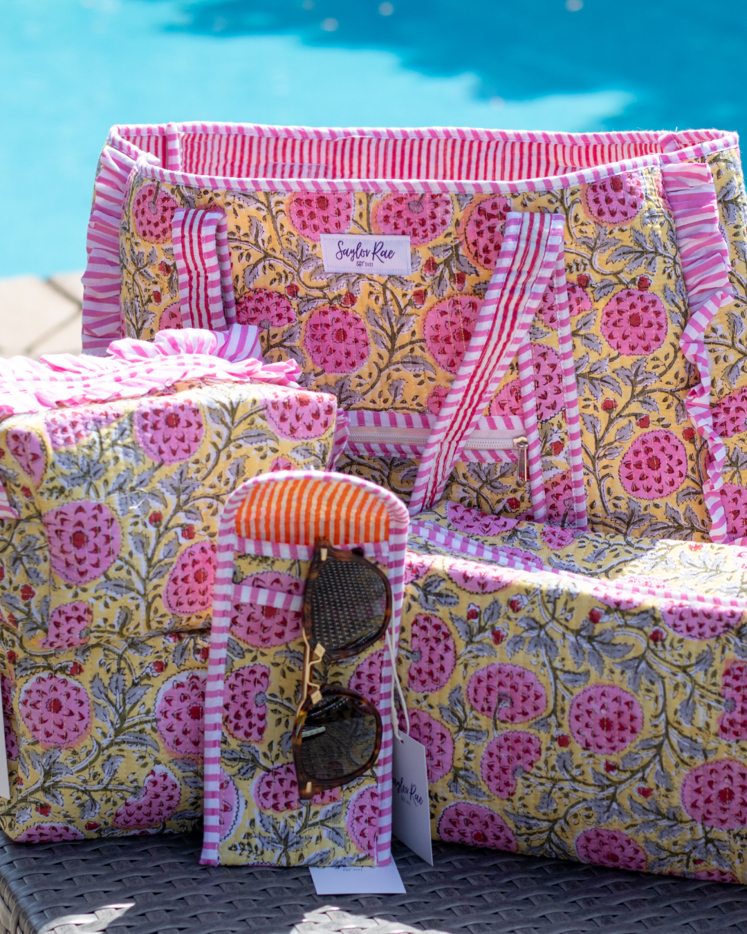 Quilted Saylor Rae Sunglass Cases - Yellow Fields