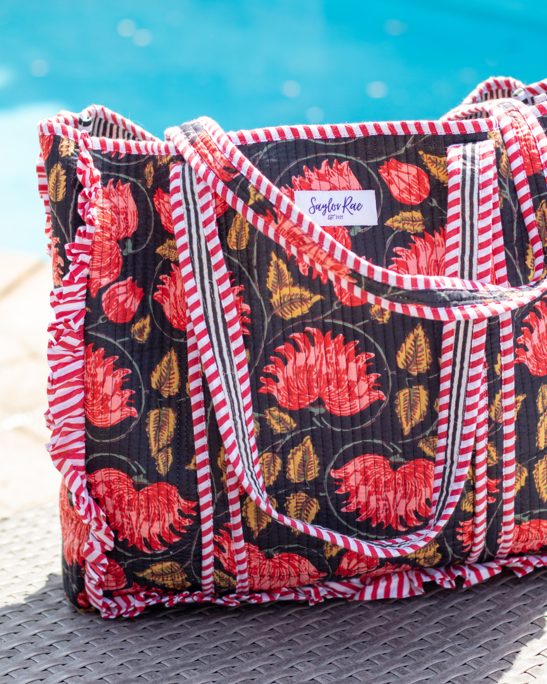 Ruffle Quilted Saylor Rae Tote - Midnight Fields