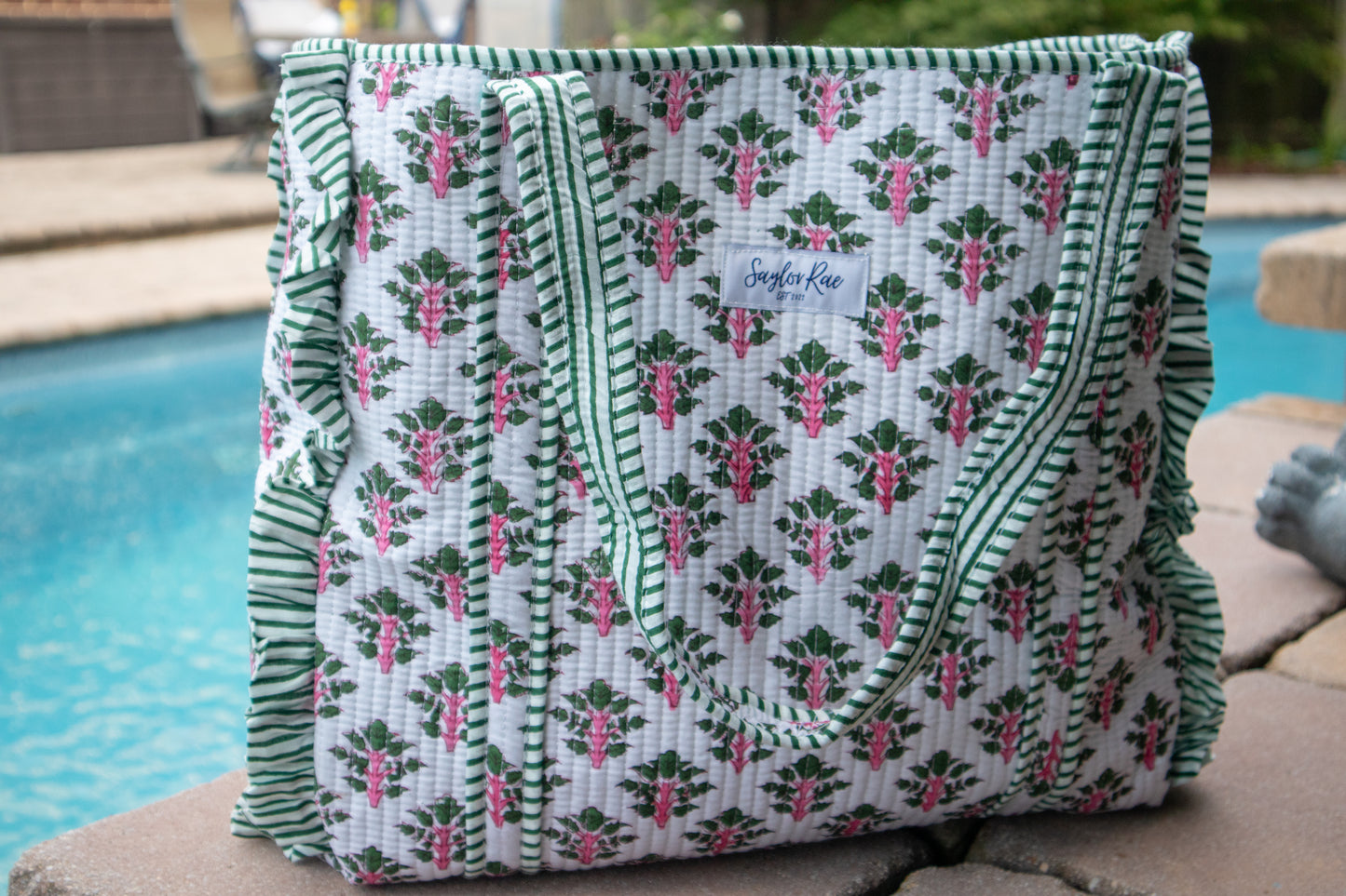 Blush & Rosemary Ruffle Tote Bag