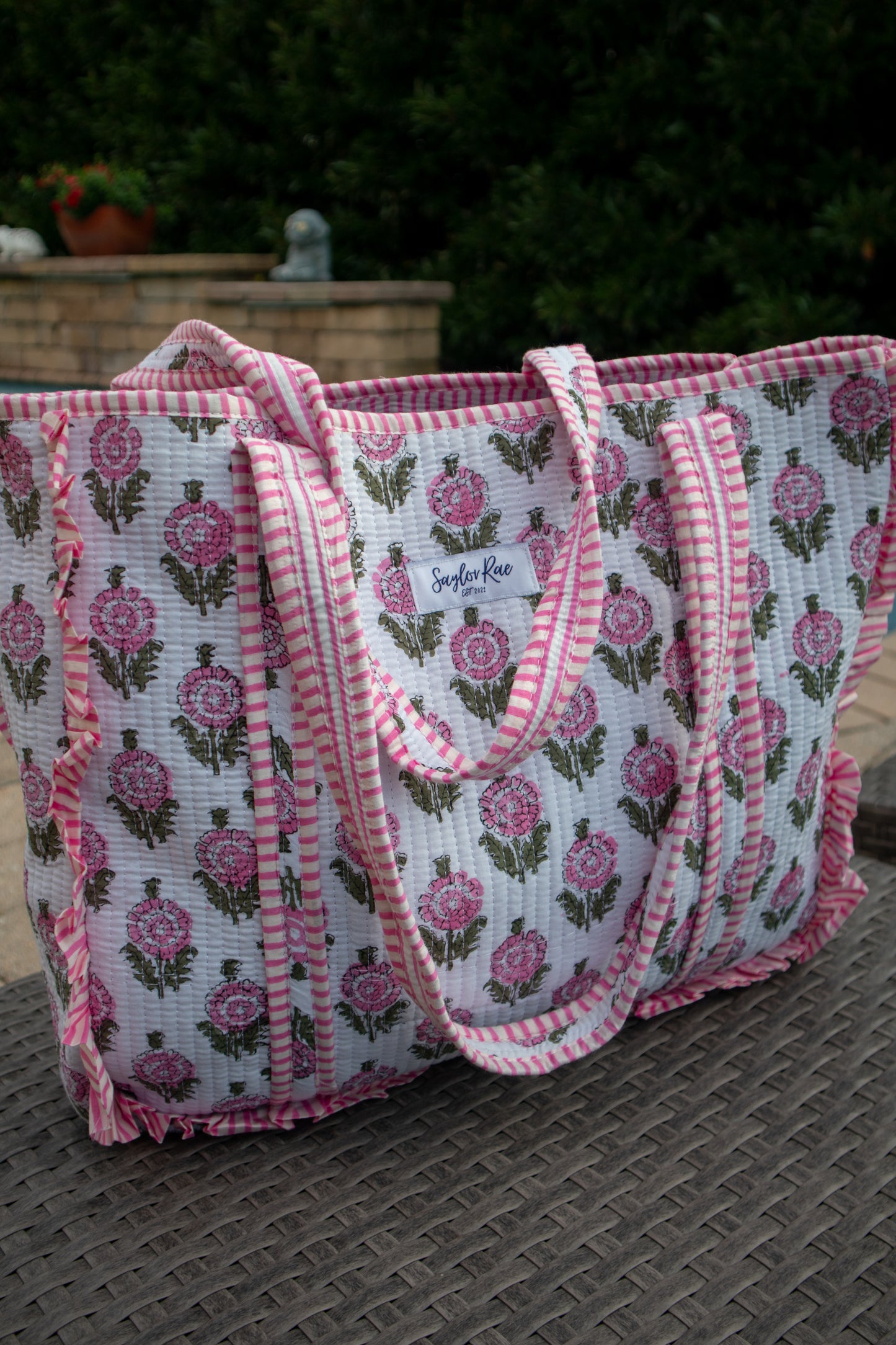 Seaside Garden Ruffle Tote Bag