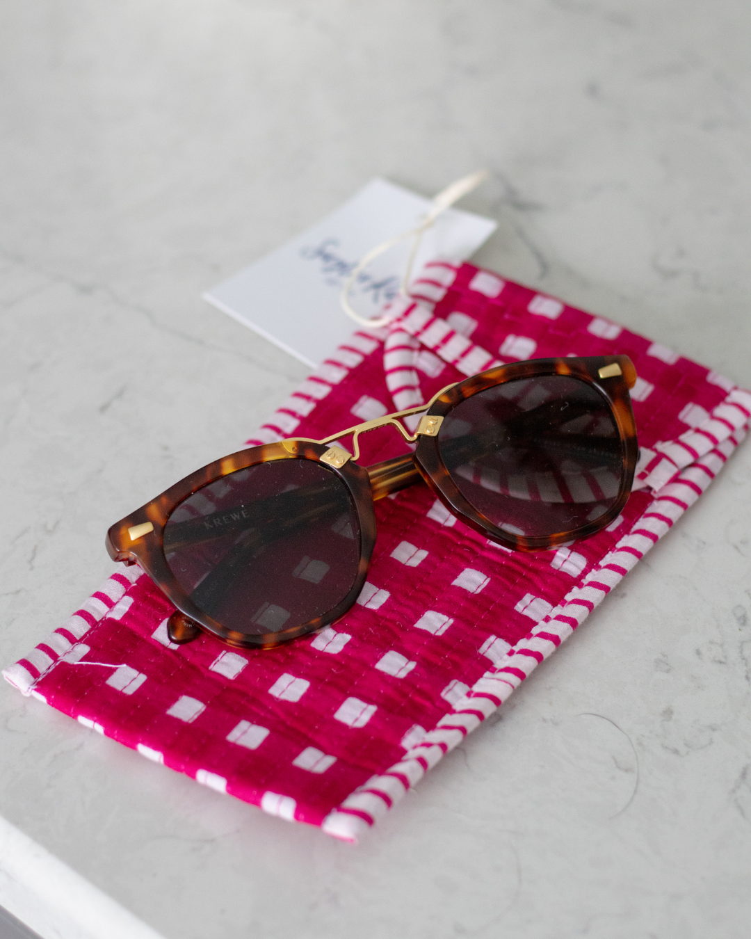 Quilted Saylor Rae Sunglass Cases - Fuchsia Gingham