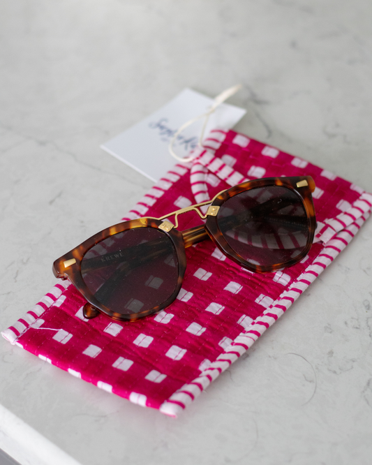 Quilted Saylor Rae Sunglass Cases - Fuchsia Gingham