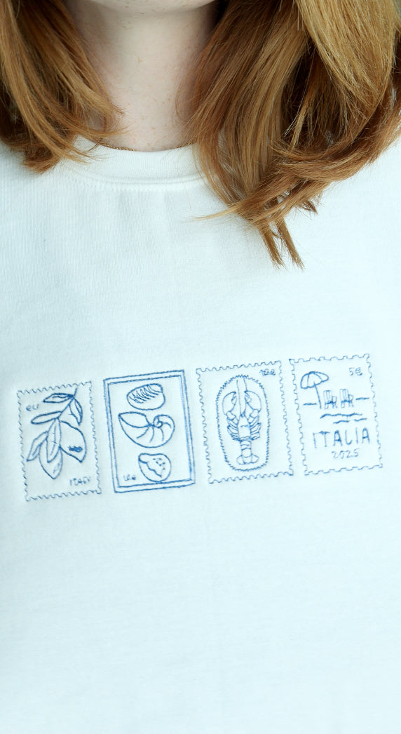 Italian Stamp Postcard Crewneck
