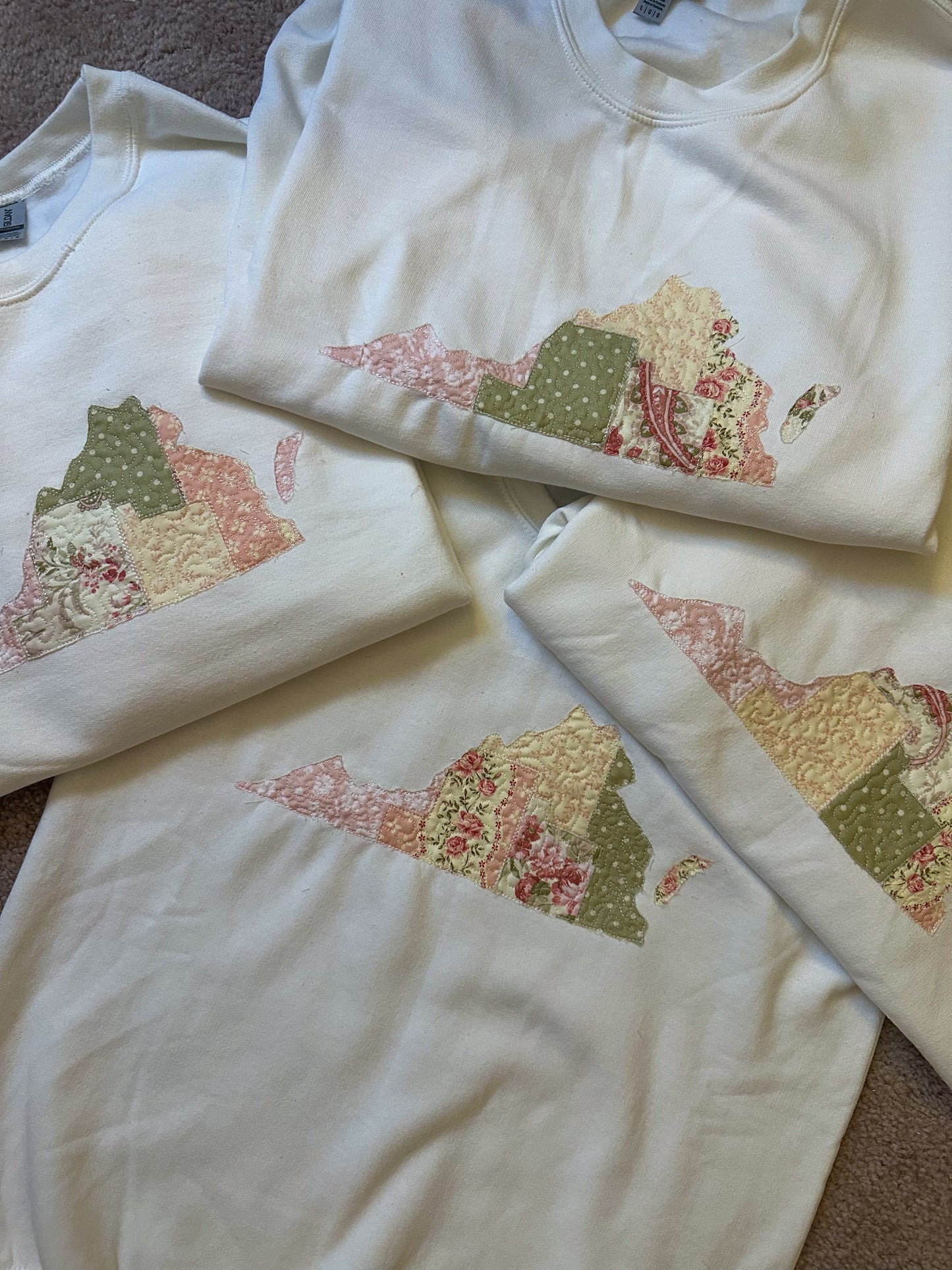 Vintage Pink and Green Quilted Virginia Crewneck