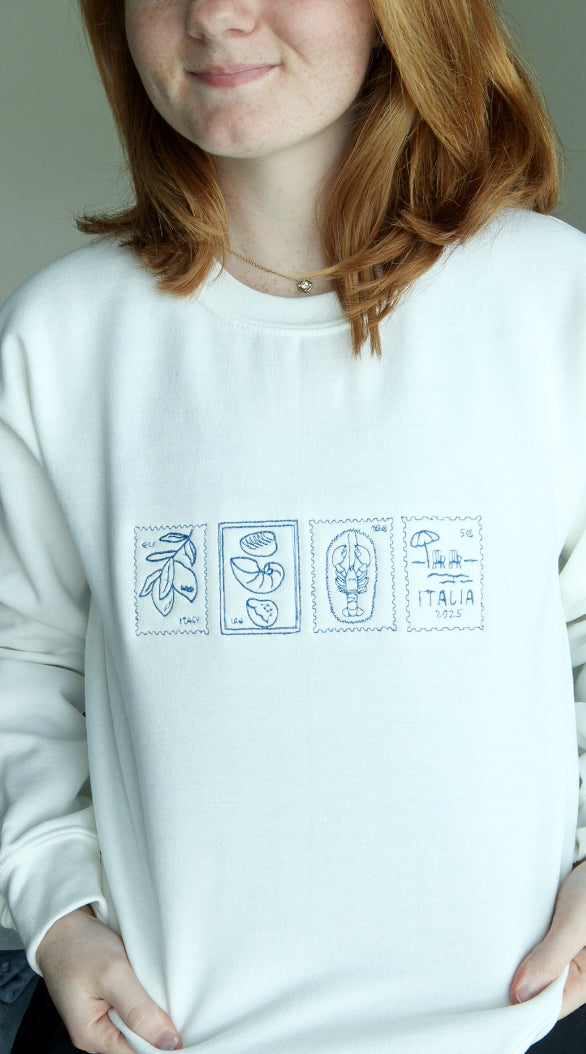 Italian Stamp Postcard Crewneck