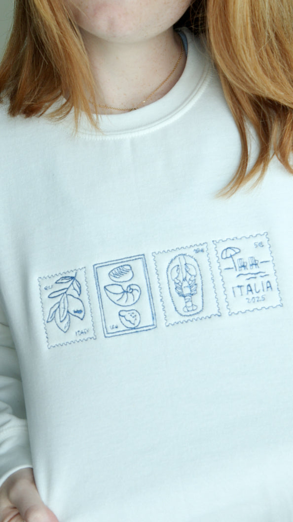 Italian Stamp Postcard Crewneck