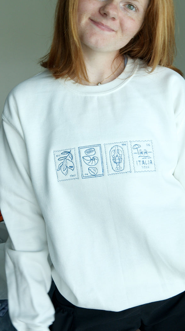 Italian Stamp Postcard Crewneck