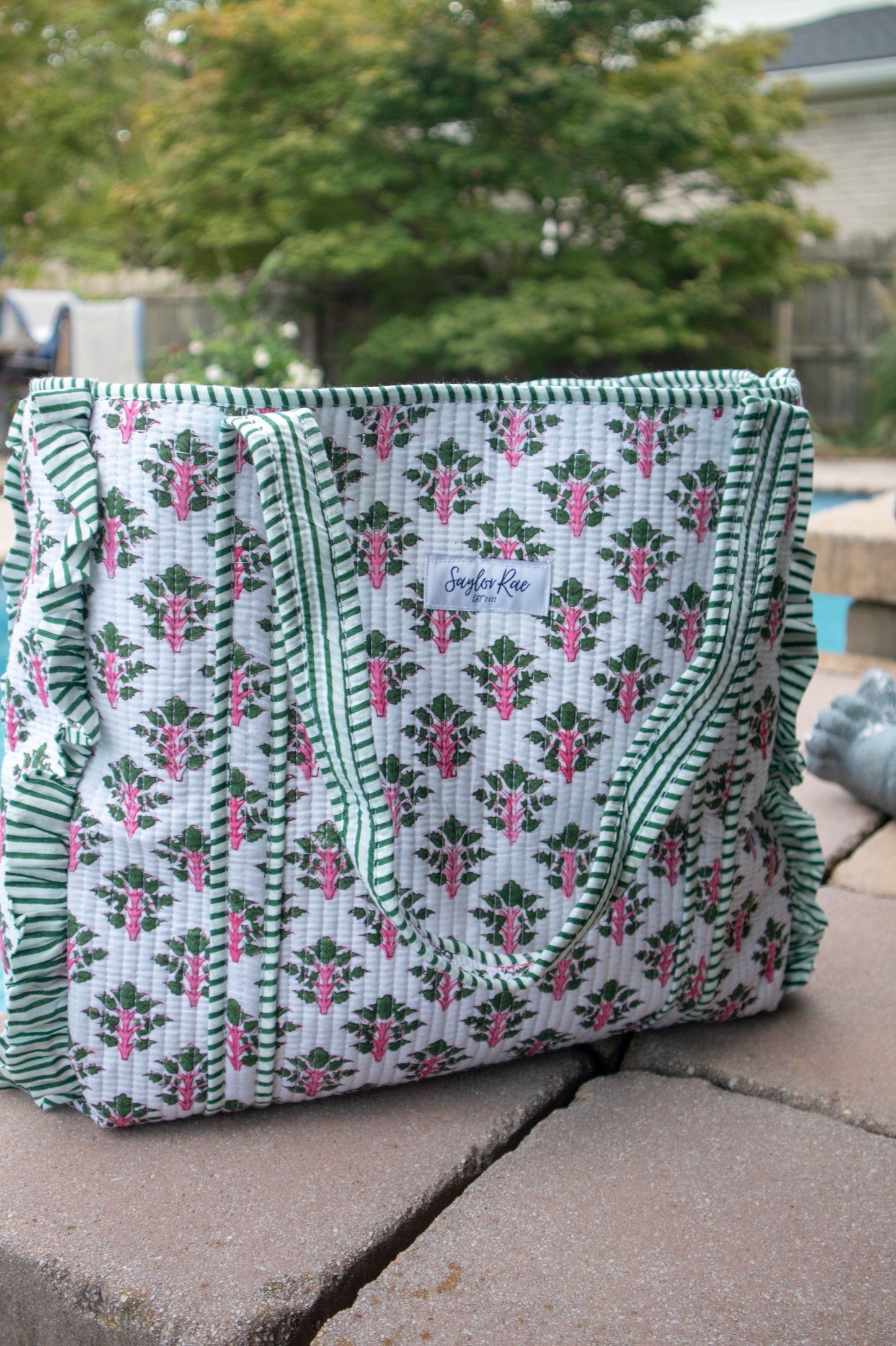 Blush & Rosemary Ruffle Tote Bag