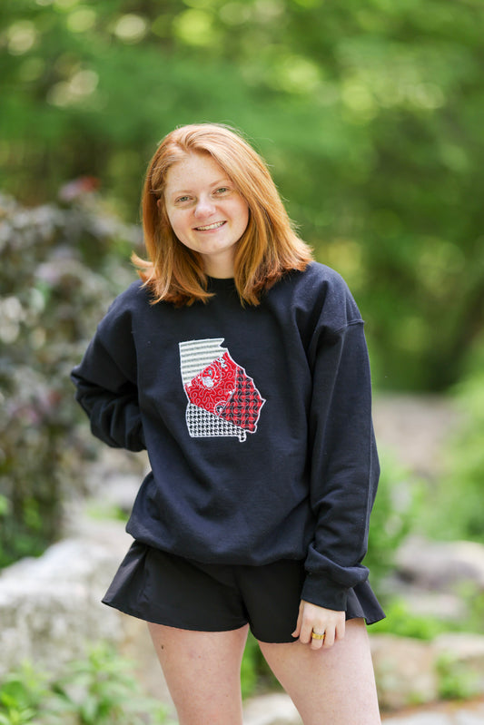 Athens Georgia Quilted Patchwork Crewneck