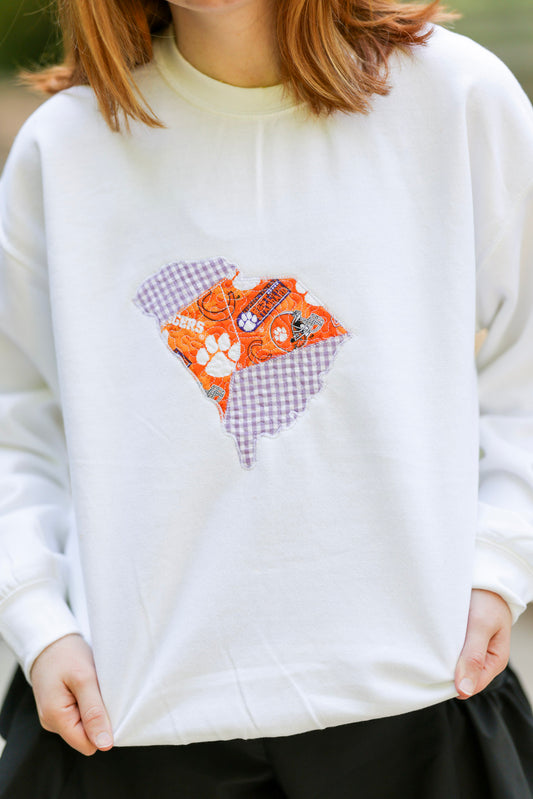 Clemson South Carolina Patchwork Quilted Crewneck