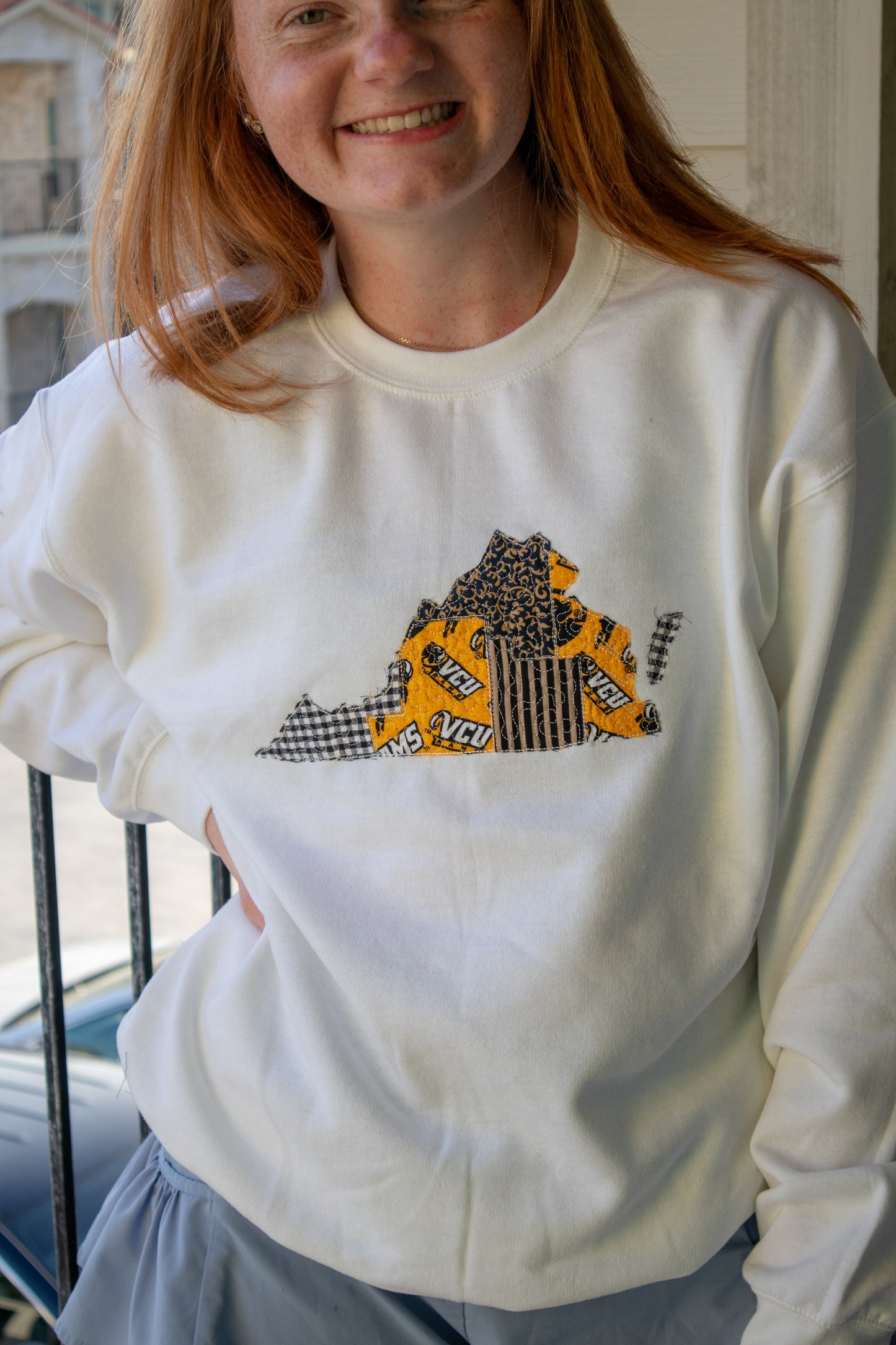 Richmond Virginia Patchwork White Crewneck
