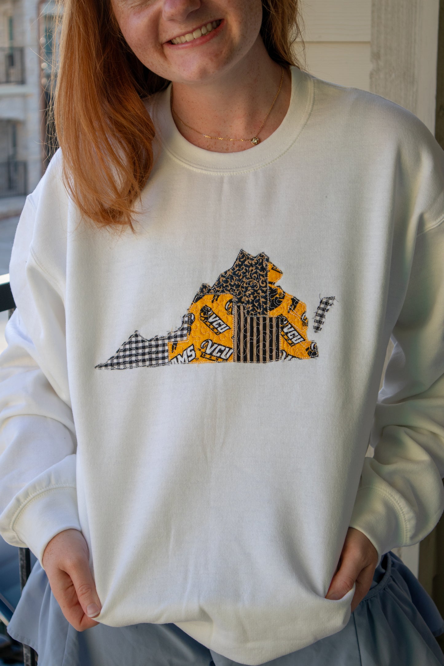 Richmond Virginia Patchwork White Crewneck