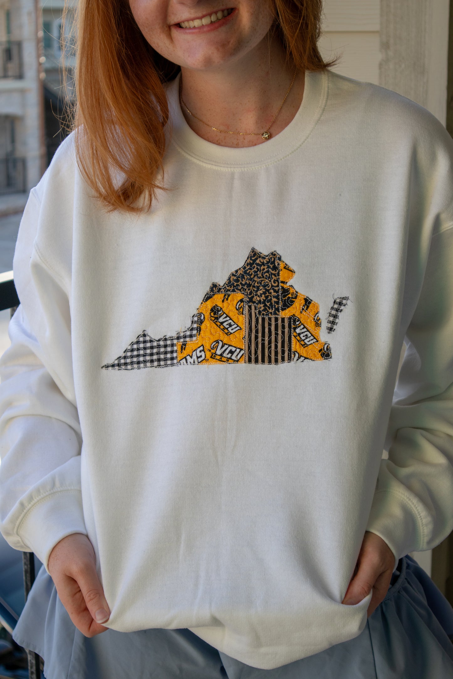 Richmond Virginia Patchwork White Crewneck