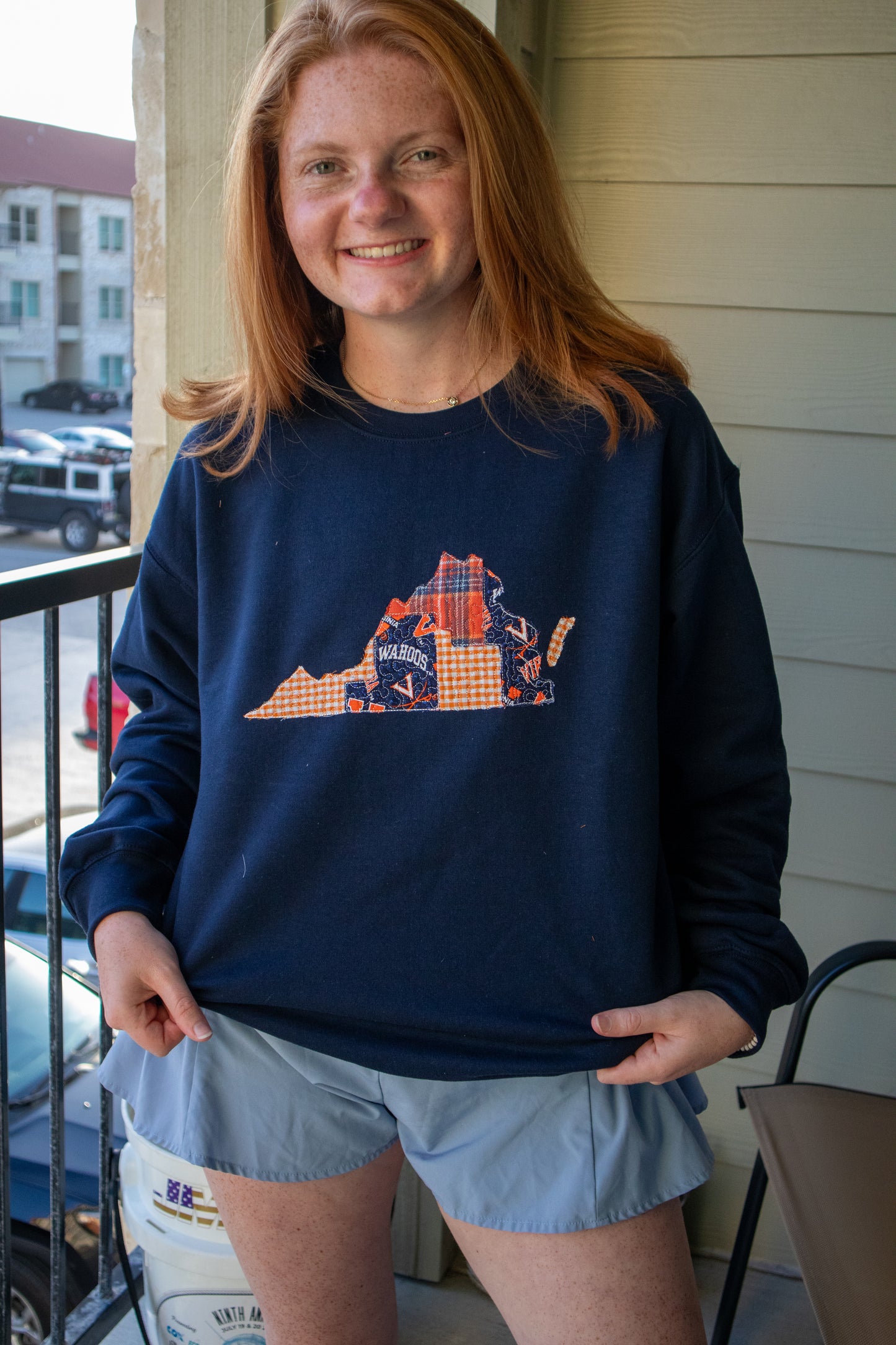 Charlottesville Virginia Patchwork Navy Crewneck
