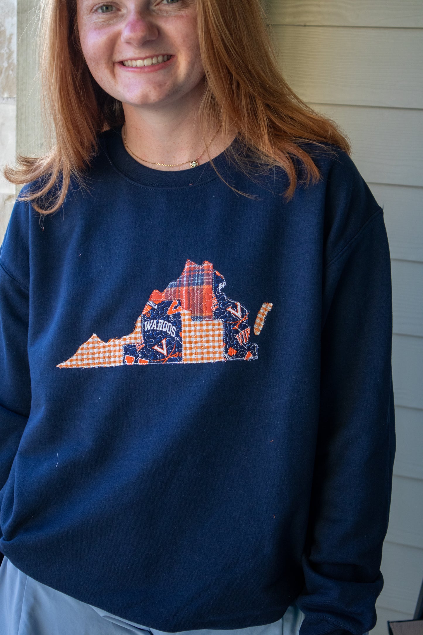 Charlottesville Virginia Patchwork Navy Crewneck