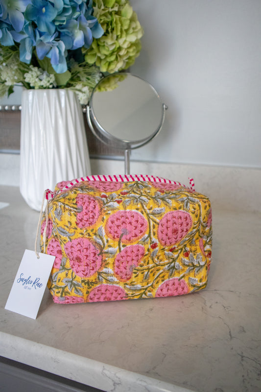 Golden Petal Makeup Bag